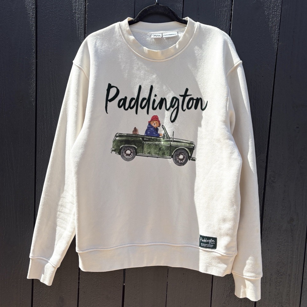 Zara X Paddington Crewneck Sweatshirt L Preppy Oversize Fleece British Heritage
